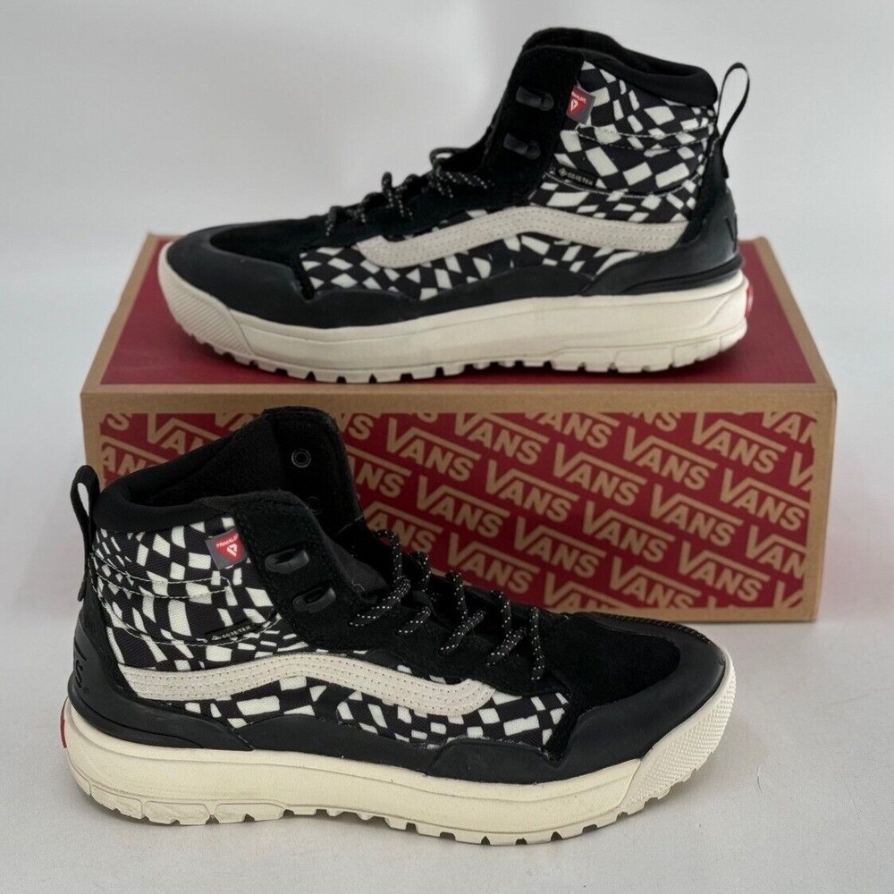 Vans Sneakers Ultrarange Exo Hi Black Warped Check‎ Men's Size 8 Gore Tex New